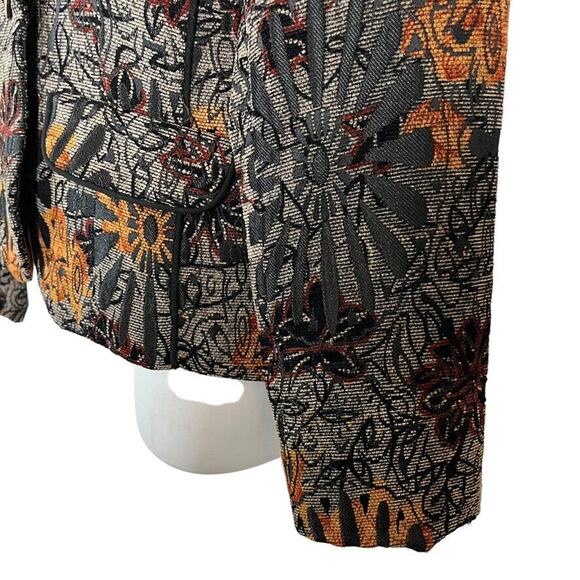 Coldwater Creek Womens Whimsigoth Velvet Floral Suit Jacket Blazer Ribbed sz S - Picture 8 of 16